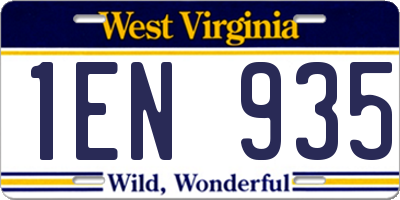 WV license plate 1EN935