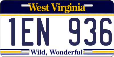WV license plate 1EN936