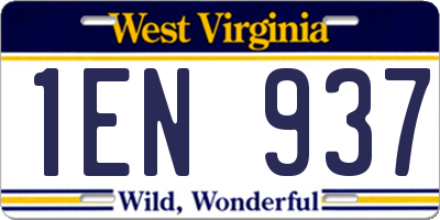 WV license plate 1EN937