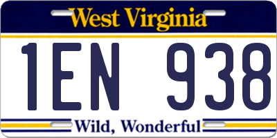 WV license plate 1EN938