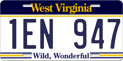WV license plate 1EN947