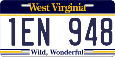 WV license plate 1EN948