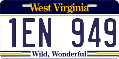 WV license plate 1EN949