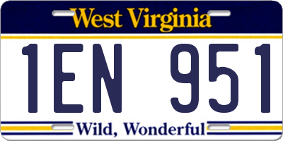 WV license plate 1EN951