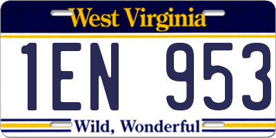 WV license plate 1EN953