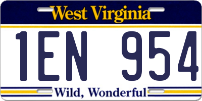 WV license plate 1EN954