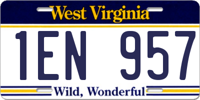 WV license plate 1EN957