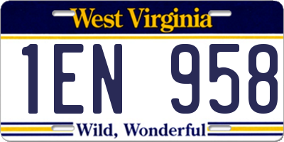 WV license plate 1EN958