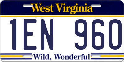 WV license plate 1EN960