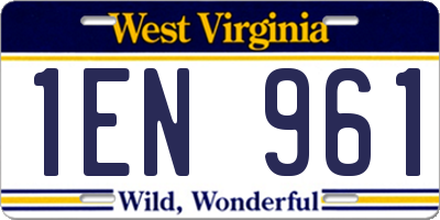 WV license plate 1EN961