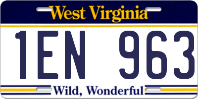WV license plate 1EN963