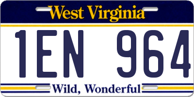 WV license plate 1EN964