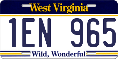 WV license plate 1EN965