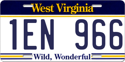WV license plate 1EN966
