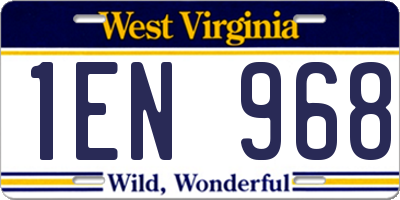 WV license plate 1EN968