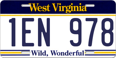 WV license plate 1EN978