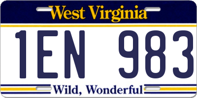 WV license plate 1EN983