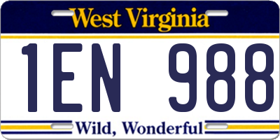 WV license plate 1EN988