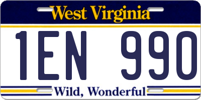 WV license plate 1EN990