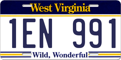 WV license plate 1EN991