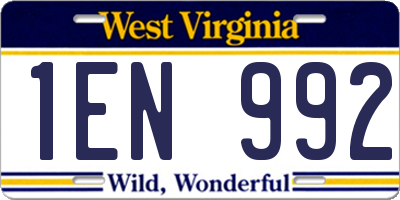 WV license plate 1EN992