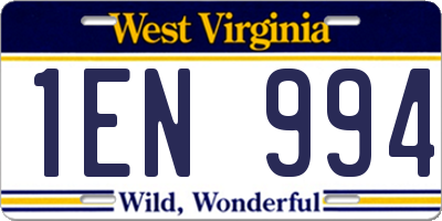 WV license plate 1EN994