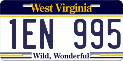 WV license plate 1EN995