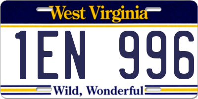 WV license plate 1EN996
