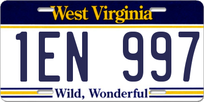 WV license plate 1EN997