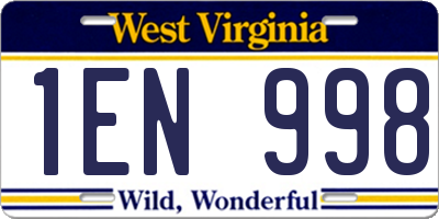 WV license plate 1EN998