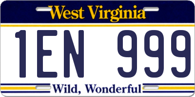 WV license plate 1EN999