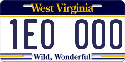 WV license plate 1EO000