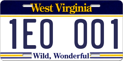 WV license plate 1EO001