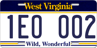 WV license plate 1EO002