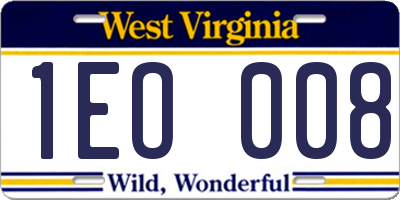 WV license plate 1EO008