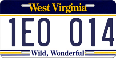 WV license plate 1EO014