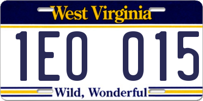 WV license plate 1EO015