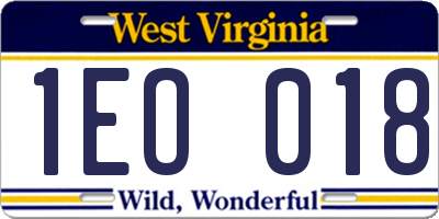 WV license plate 1EO018