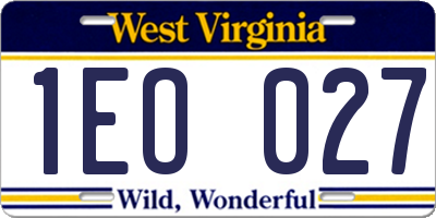 WV license plate 1EO027