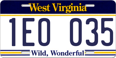WV license plate 1EO035