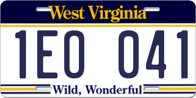 WV license plate 1EO041