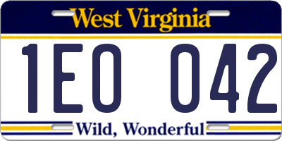 WV license plate 1EO042