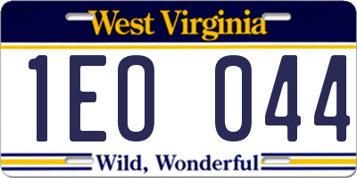 WV license plate 1EO044