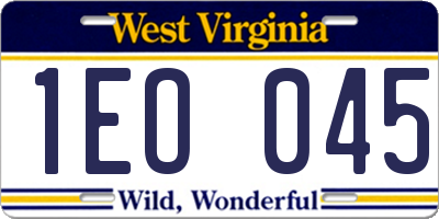 WV license plate 1EO045