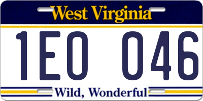 WV license plate 1EO046