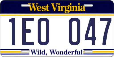 WV license plate 1EO047