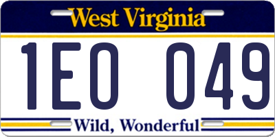 WV license plate 1EO049