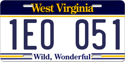 WV license plate 1EO051