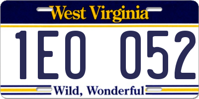 WV license plate 1EO052