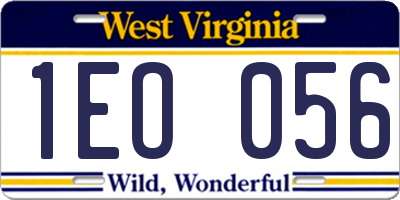WV license plate 1EO056
